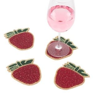 CLOUD9 DESIGN Strawberry hand made Beaded Coasters 🍓 🍹